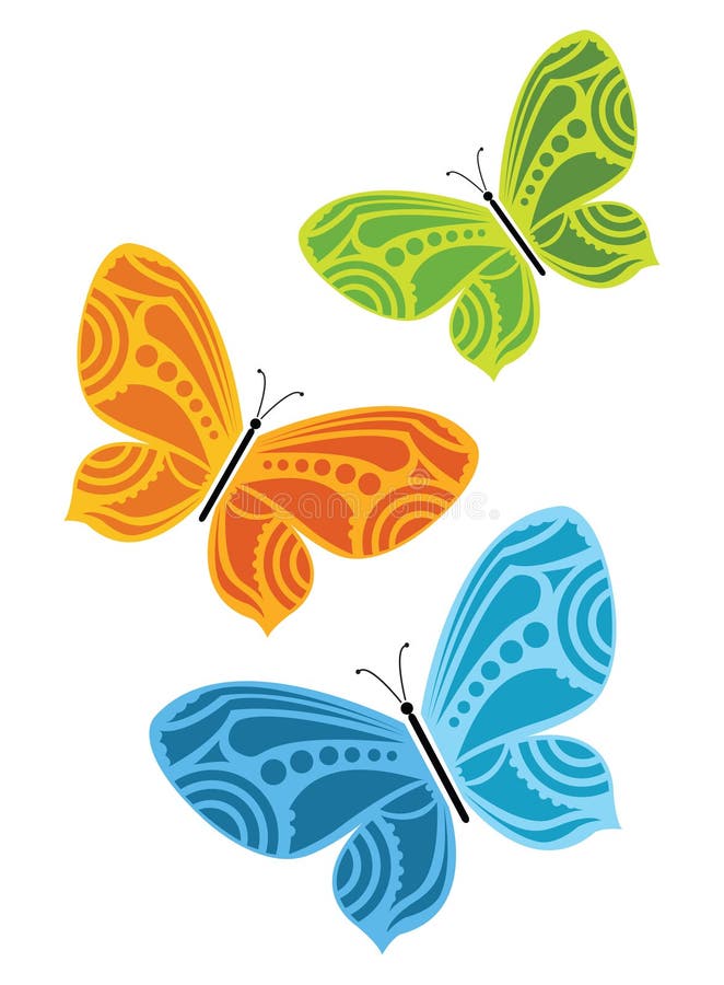 Colorful butterflies - set of 3