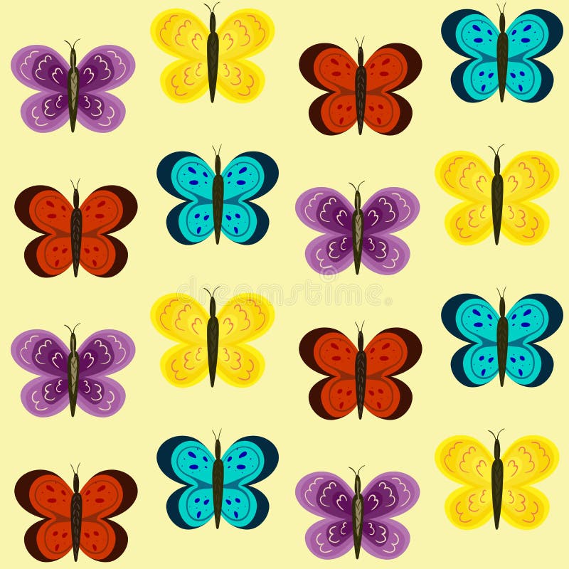 Colorful Butterfly Seamless Pattern Stock Illustration - Illustration ...