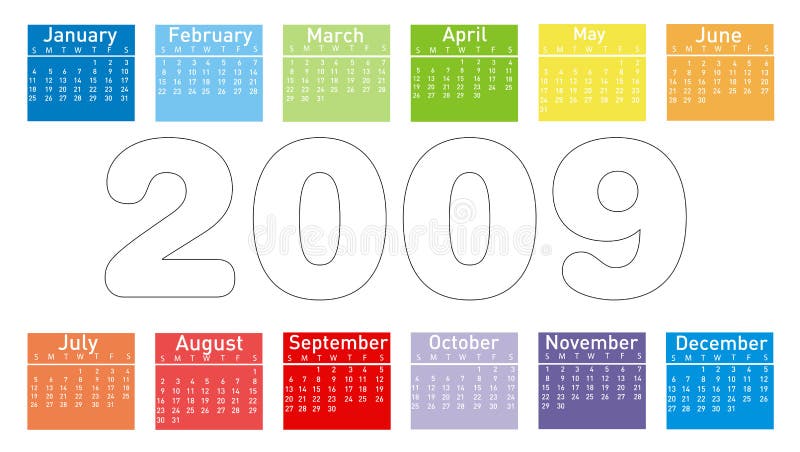 Colorful Calendar for 2009 royalty free illustration