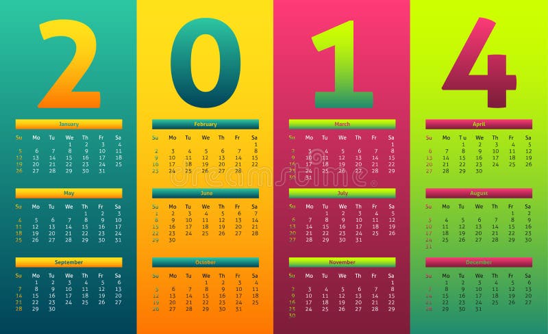 Colorful 2014 calendar