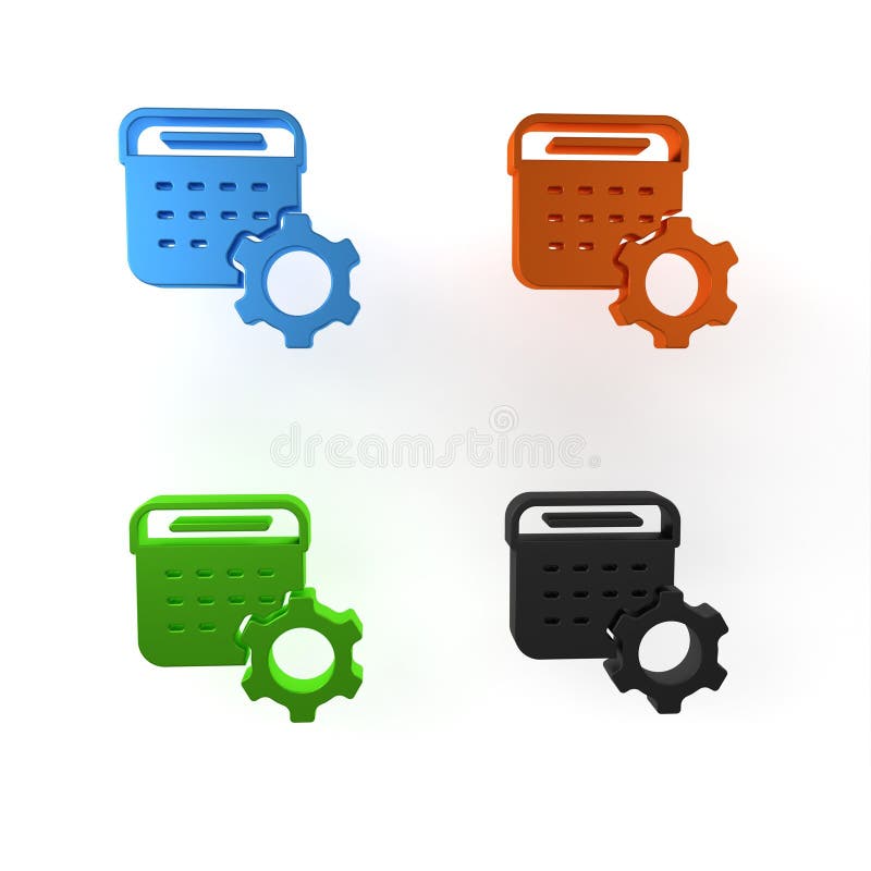 Pictograma Setări de calendar colorate, izolată pe fundal alb. setări dată. concept minimalism 3d redare ilustrație royalty free illustration