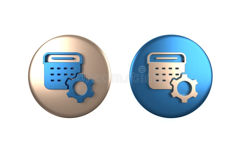 Pictograma Setări de calendar colorate, izolată pe fundal alb. setări dată. cerc buton 3d ilustrare randare vector illustration