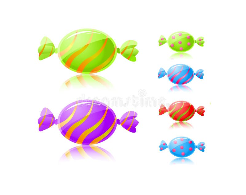 Colorful candy set isolated on white background. Peppermint stripes vectors