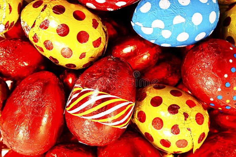 Colorful Candy Easter Eggs Wrapped in Foil Stock Photo Image of