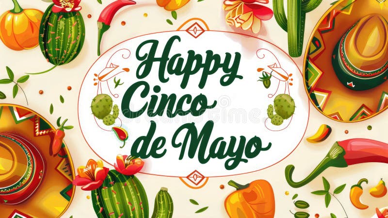 Colorful card with inscription for Cinco de Mayo celebration. High quality photo AI generated