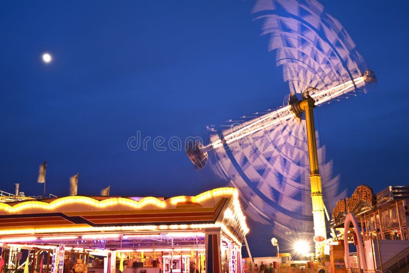 Colorful carnival fun fair at night