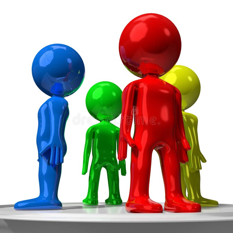 Colorful cartoon characters, teamwork concept stock illustration