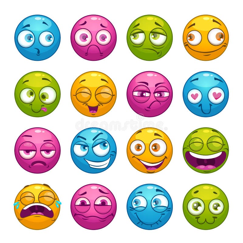 Round Vector Faces Different Emotions Stock Illustrations – 145 Round ...