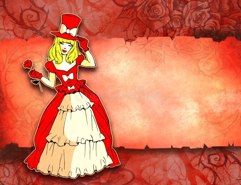 Colorful Cartoon Illustration of a Beautiful Lady Stock Illustration