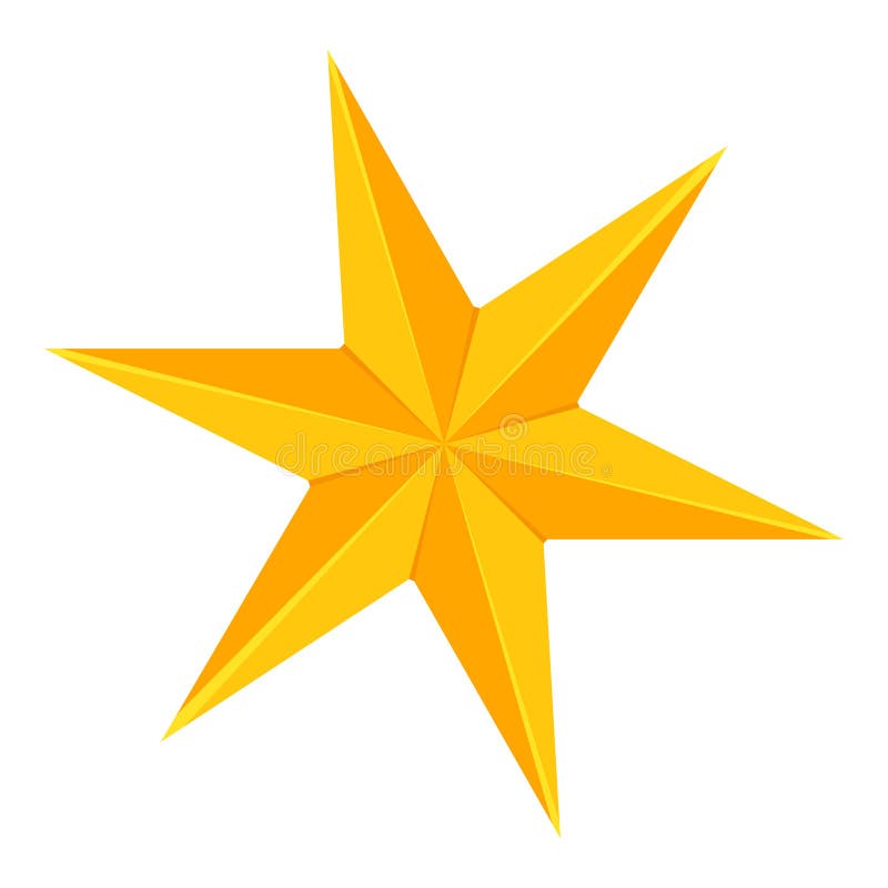 Colorful cartoon 6 point golden star