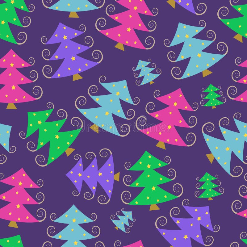 Colorful Cartoon Simple Christmas Tree Pattern Stock Illustration ...