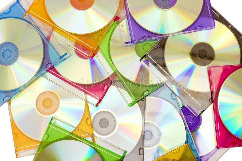 Colorful CDs in boxes stock photo. Image of music, technology - 19252966