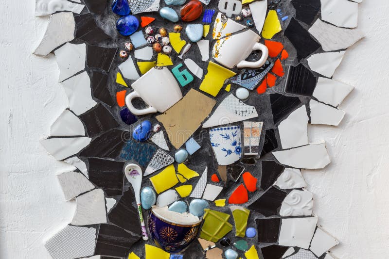 Colorful ceramic mosaic floor or wall. Reused broken tile. royalty free stock images Colorful ceramic mosaic floor or wall. Reused broken tile. royalty free stock images