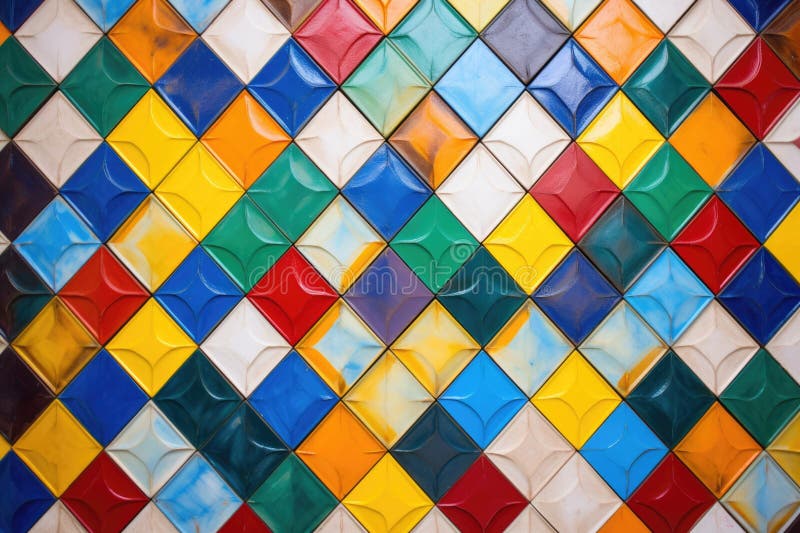 colorful ceramic tiles pattern on a wall