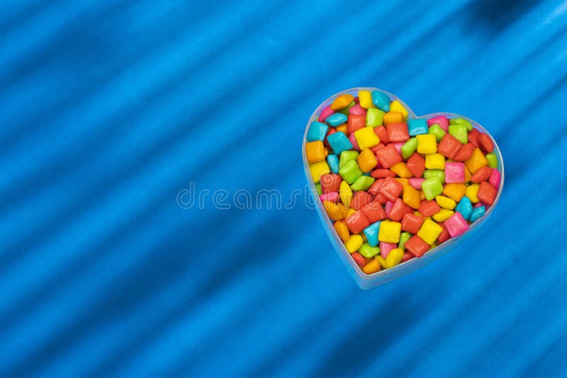Mini Colored Gum in the Heartshaped Bowl Stock Image Image of