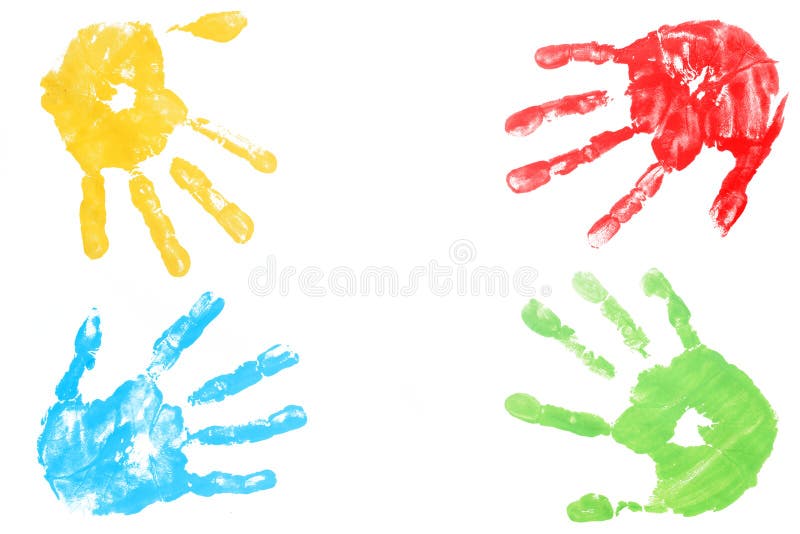 Colorful child hand printed