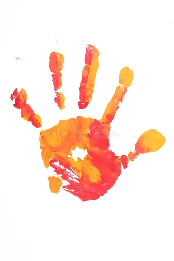 Colorful child hand printed