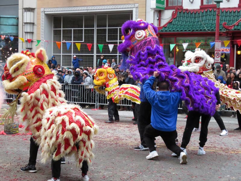 Colorful Chinese Lions at the Festival in Washington DC Editorial