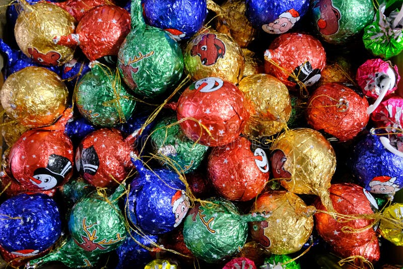 Colorful Chocolate Christmas Tree Ball Ornaments Stock Image Image of