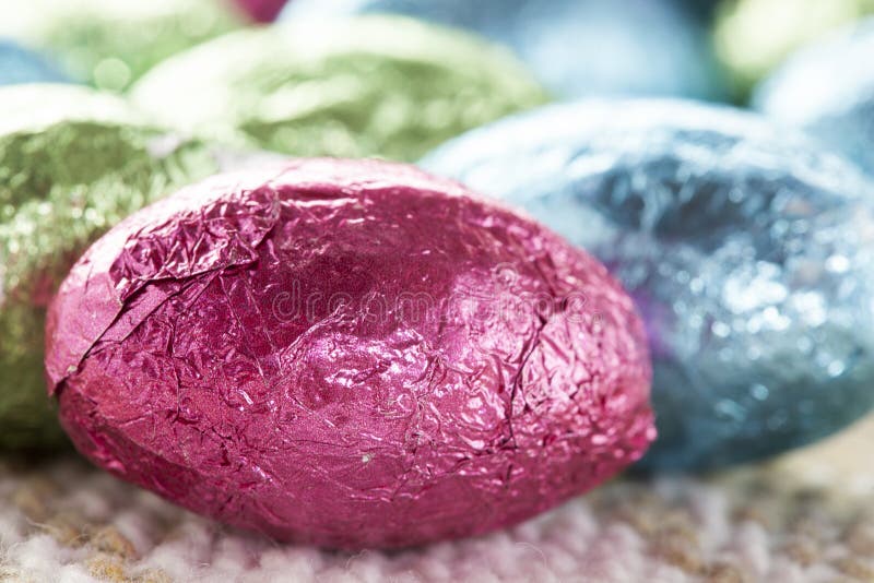 Colorful Chocolate Easter Egg Candy wrapped in foil