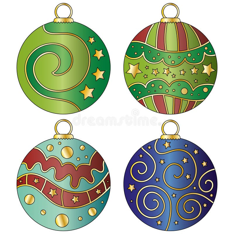 Christmas Bauble and Star Collection Stock Illustration - Illustration ...