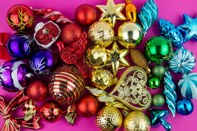 Colorful Christmas Baubles in Rainbow Stock Image - Image of purple ...