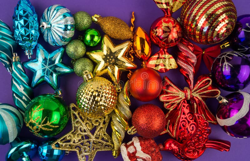 Colorful Christmas Baubles in Rainbow Stock Image - Image of copy ...