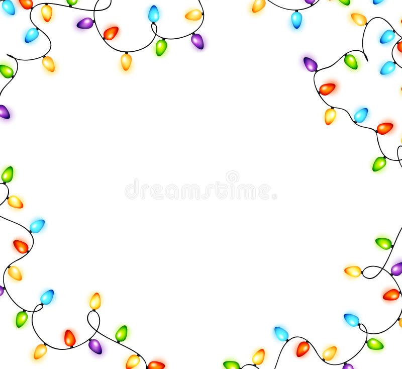 Colorful Christmas light bulbs vector frame