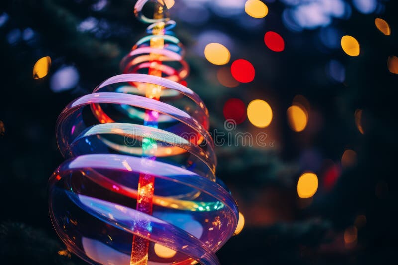 A Colorful Christmas Tree Ornament with Lights on it Stock Illustration