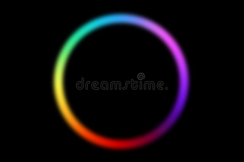 Colorful Circle Frame Circle Light Frame on Black Background Stock