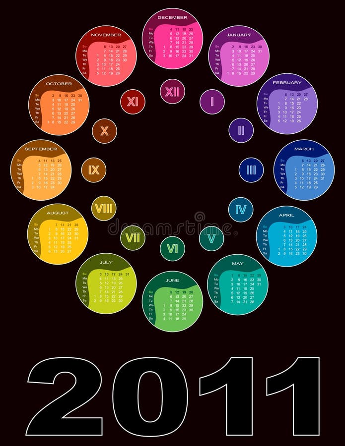 Colorful circular calendar 2011