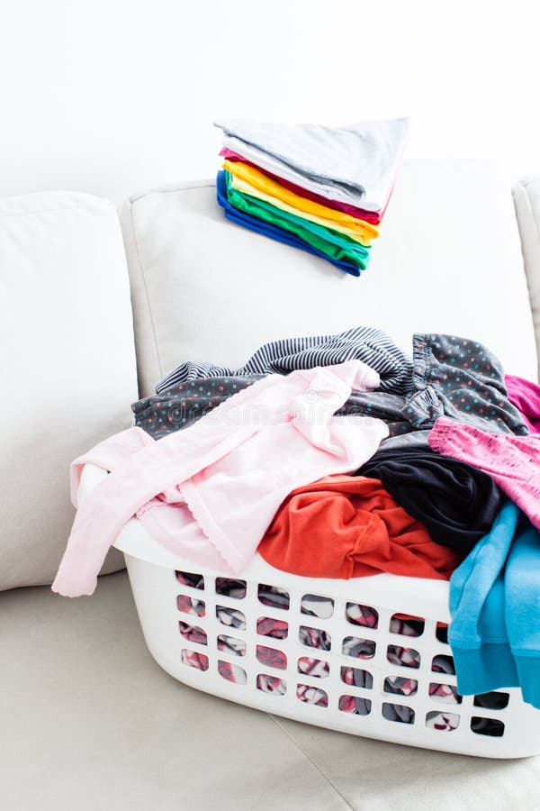 Colorful clean clothes stock photo. Image of linen, stack 107948482