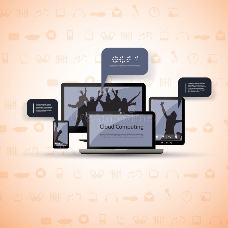 Colorful cloud computing concept royalty free illustration