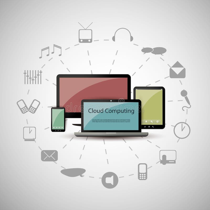 Colorful cloud computing concept stock illustration