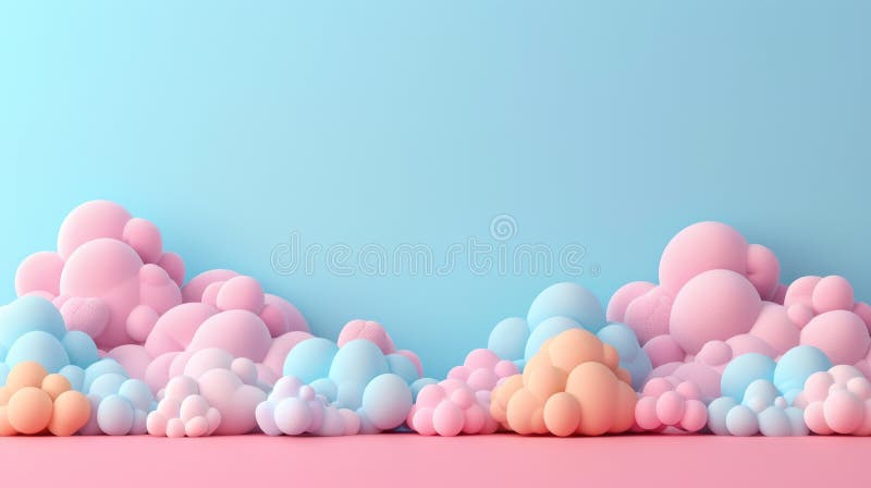 Colorful Cloud Computing Concept Frame Border Background with Pastel Clouds and Blue Sky vector illustration