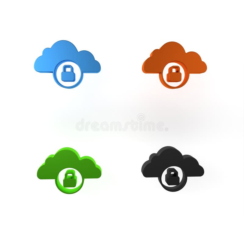 Colorful Cloud computing lock icon isolated on white background. Security, safety, protection concept. Protection of vector illustration