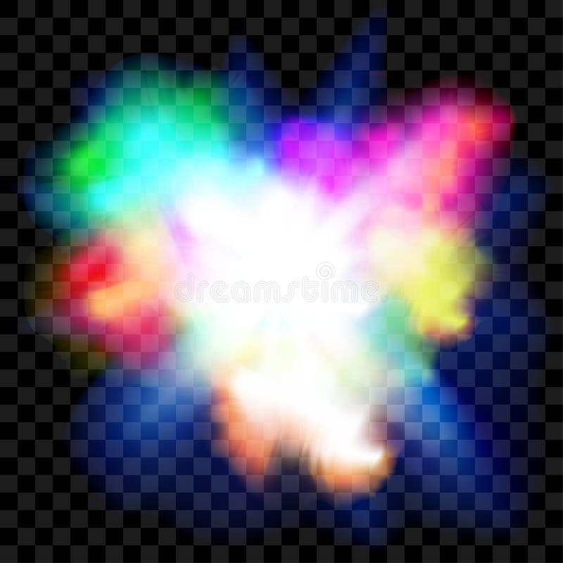 Colorful cloud with light effect in transparent colors on a checkerboard background vector illustration
