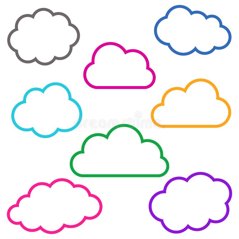 Colorful cloud outlines collection stock illustration