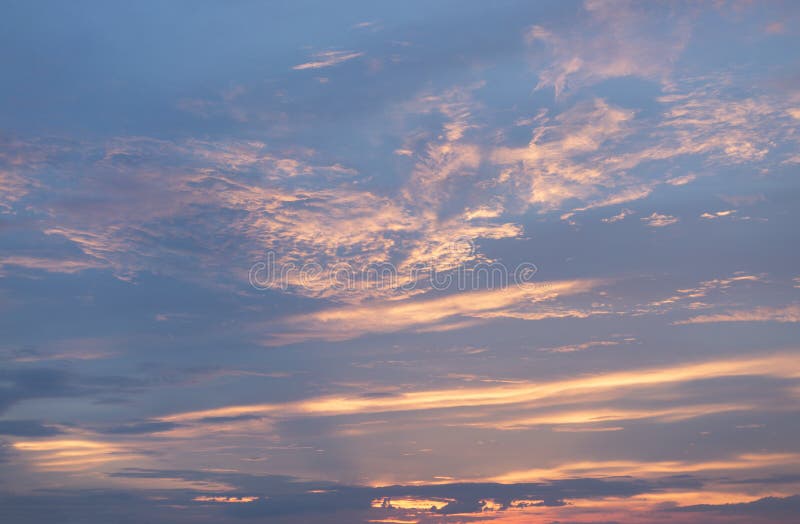 Colorful Clouds on Sunset Sky background stock images