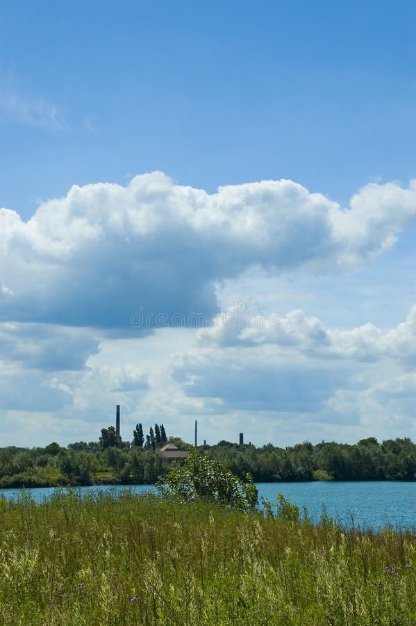 Colorful cloudscape and lake