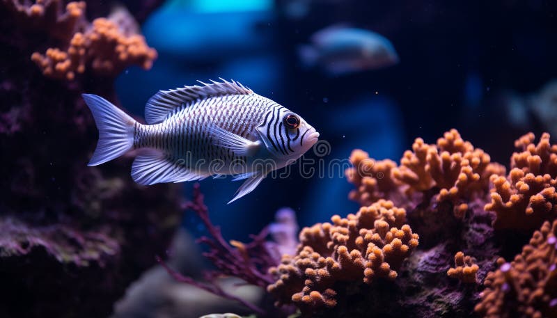 Colorful clown fish swimming in a beautiful underwater reef generated by AI stock photo