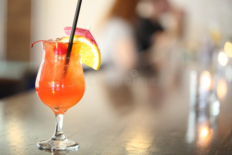 A Colorful Cocktail on the Bar Table in Restaurant Stock Photo Image