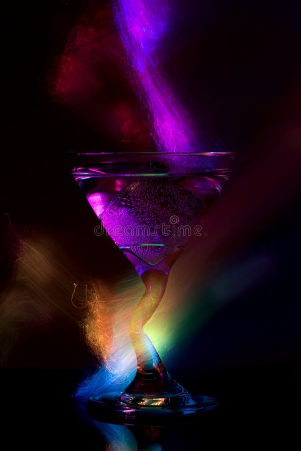 Cocktail Glass With Neon Light. Stock Photo - Image of