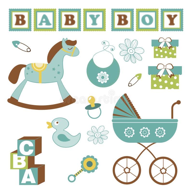 Colorful Collection of Baby Boy Announcement Stock Vector