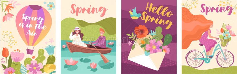 Colorful collection of spring poster designs