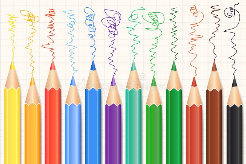 Colorful Colored Pencils set. Realistic pencils. Vector stock illustration Colorful Colored Pencils set. Realistic pencils. Vector stock illustration