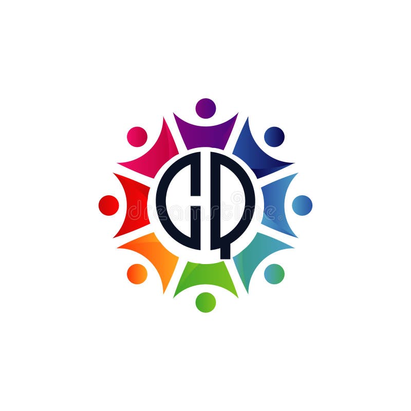 Colorful Community Initial Letters CQ Logo Stock Vector Illustration