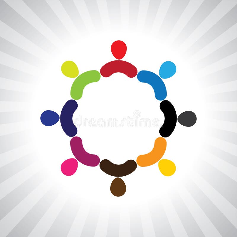 Colorful community of people as a circle- simple vector graphic vector illustration