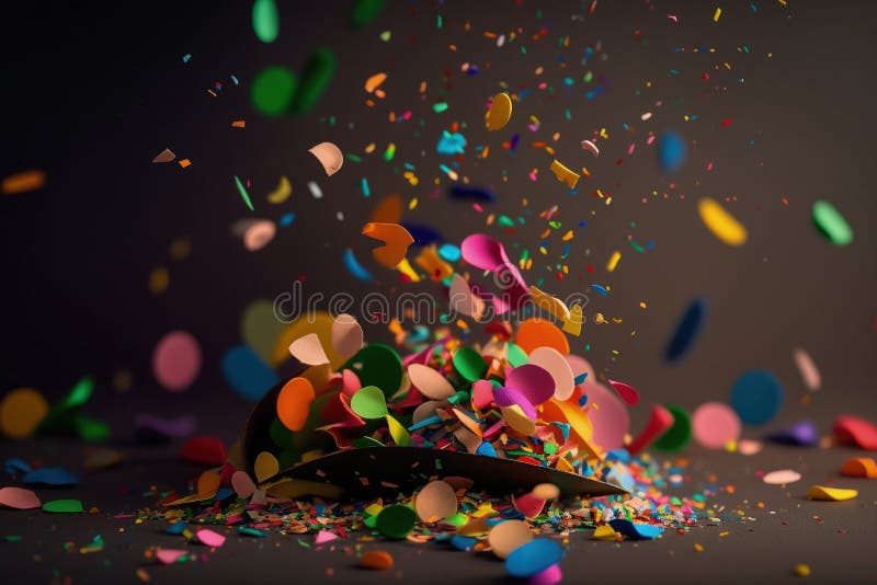 Colorful Confetti Background. Falling Confetti on Studio AI Background