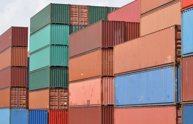 There are many colorful containers at the docks